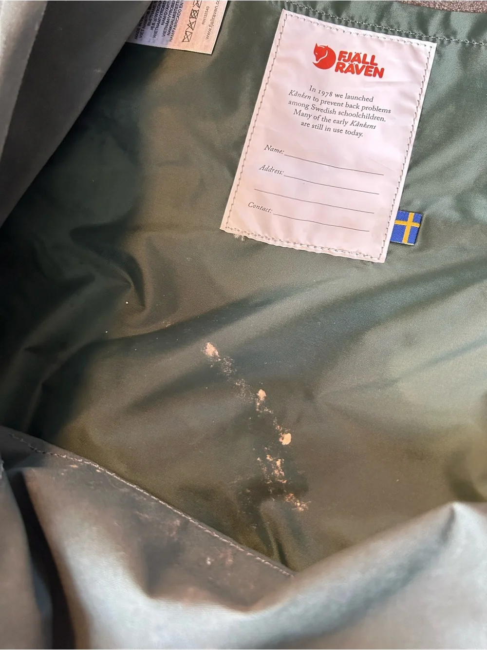 Fjallraven Kanken Classic Backpack in Olive with Red Logo